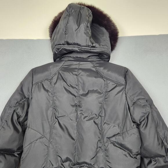 Marc New York Andrew Marc Coat Womens Medium Black Down Puffer Fur Hood Parka - Picture 7 of 16